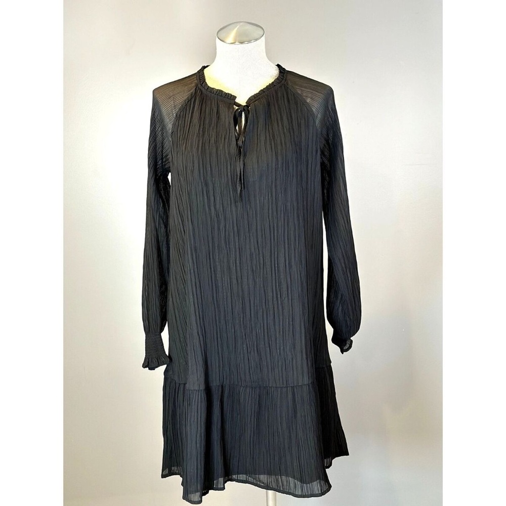 Loft NWT Drop Waist Long Sleeve Dress in Black Size Large
